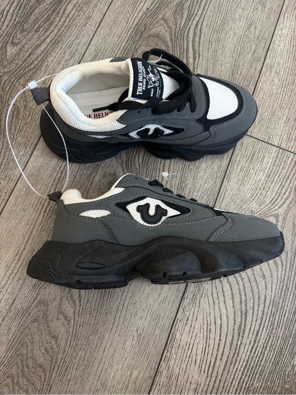 True Religion Kids Gray, Black & White Chunky Sneakers